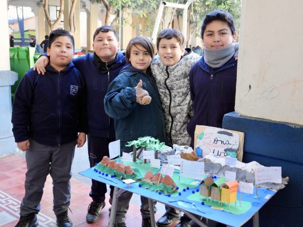 Estudiantes trabajando en un proyecto de ciencias